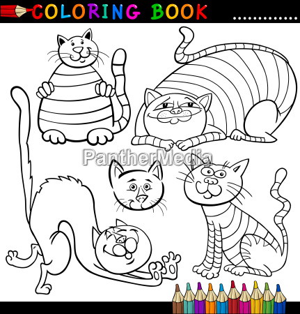 Tegneserie katte til malebog eller side - Royalty Image | Billedbureau