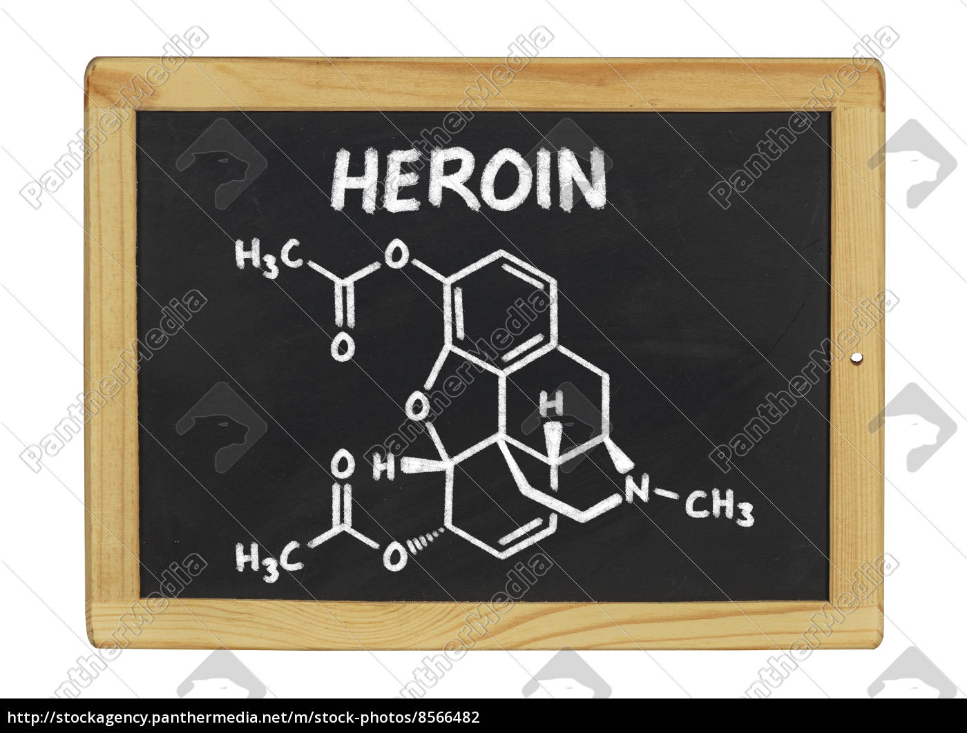Duplikering beundre Ofte talt kemiske strukturformel for heroin på en skifer - Stockphoto #8566482 |  PantherMedia Billedbureau