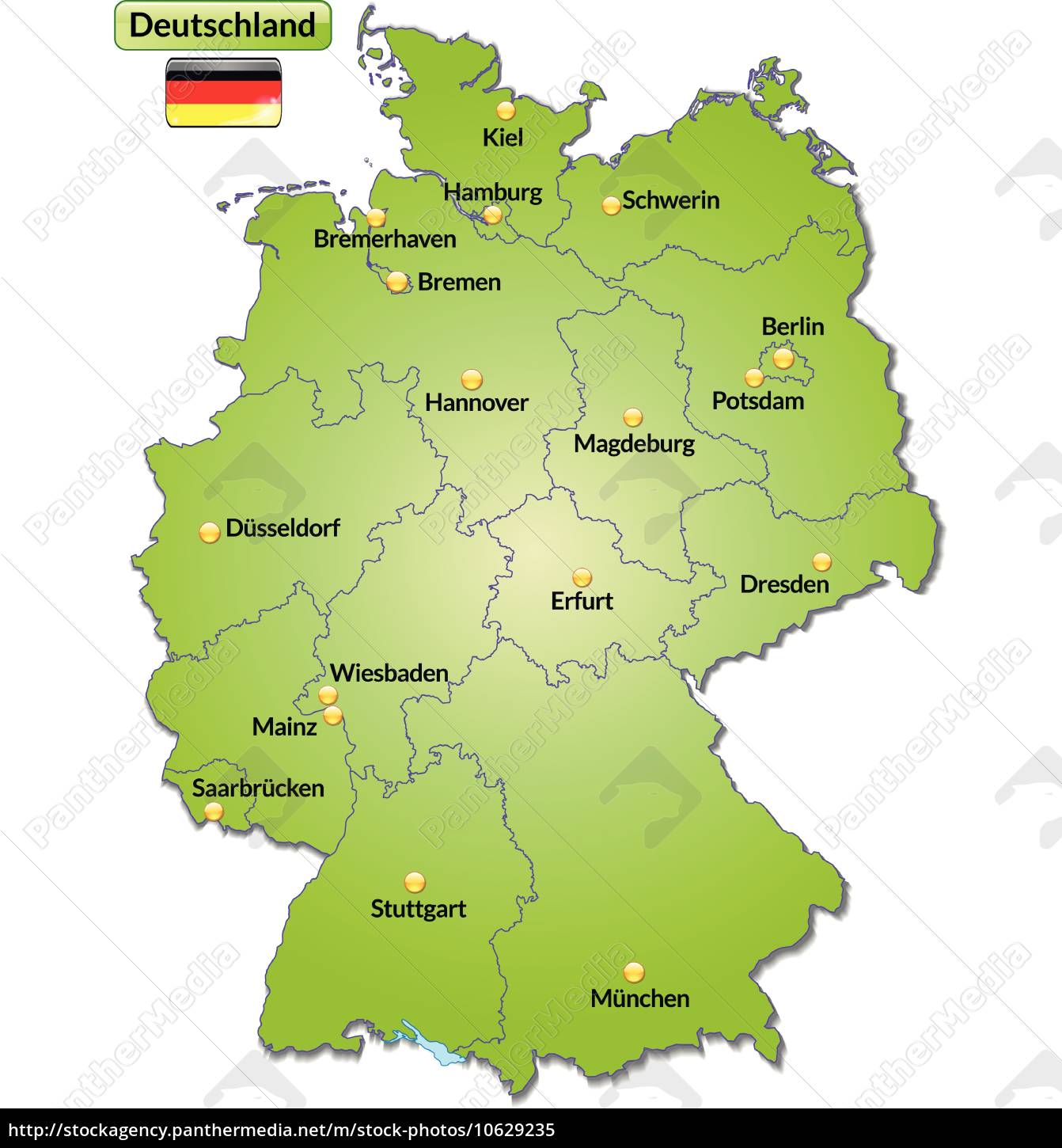 Kort Over Tyskland kort over tyskland med hovedstæder i grønt   Royalty Free Image  Kort Over Tyskland