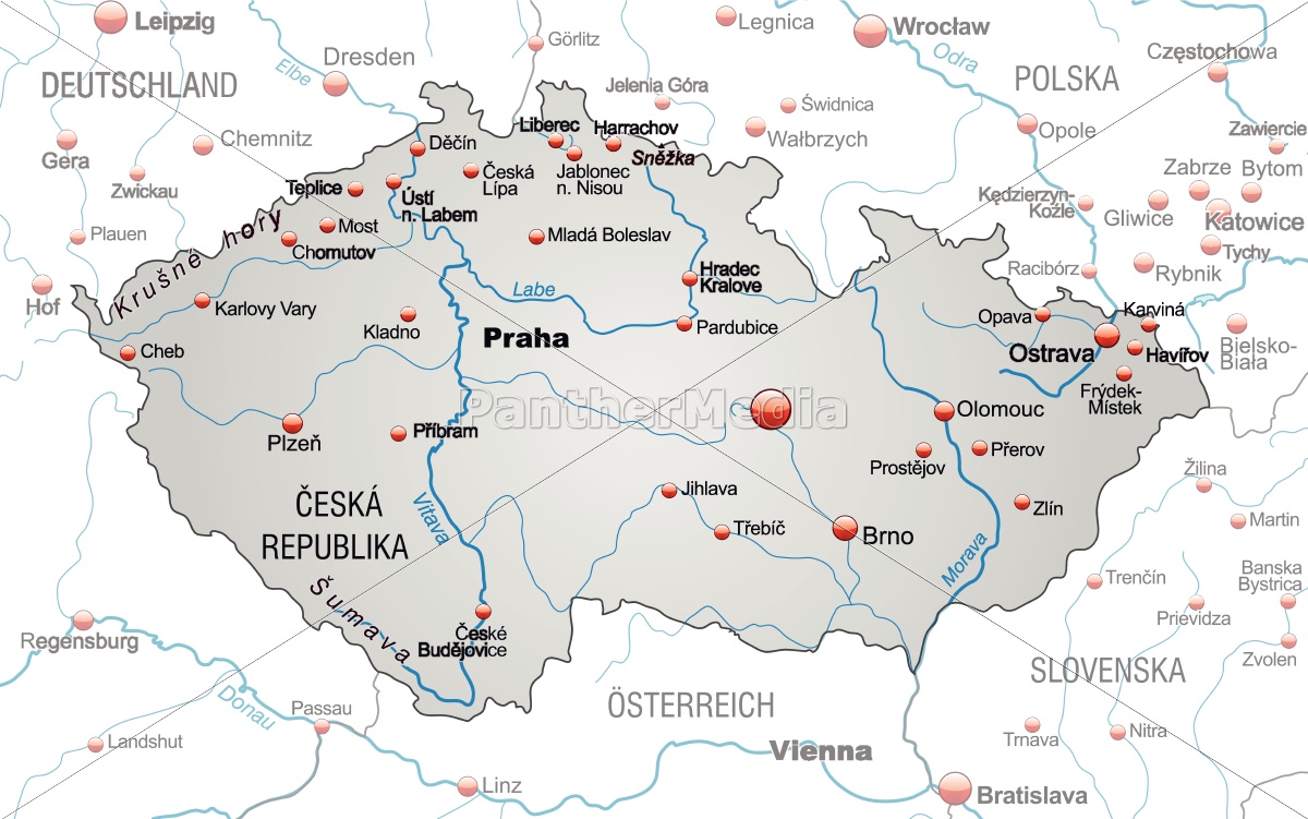 kort over tjekkiet Kort Over Tjekkiet Som Oversigtskort I Gra Royalty Free Image 10655113 Panthermedia Billedbureau kort over tjekkiet