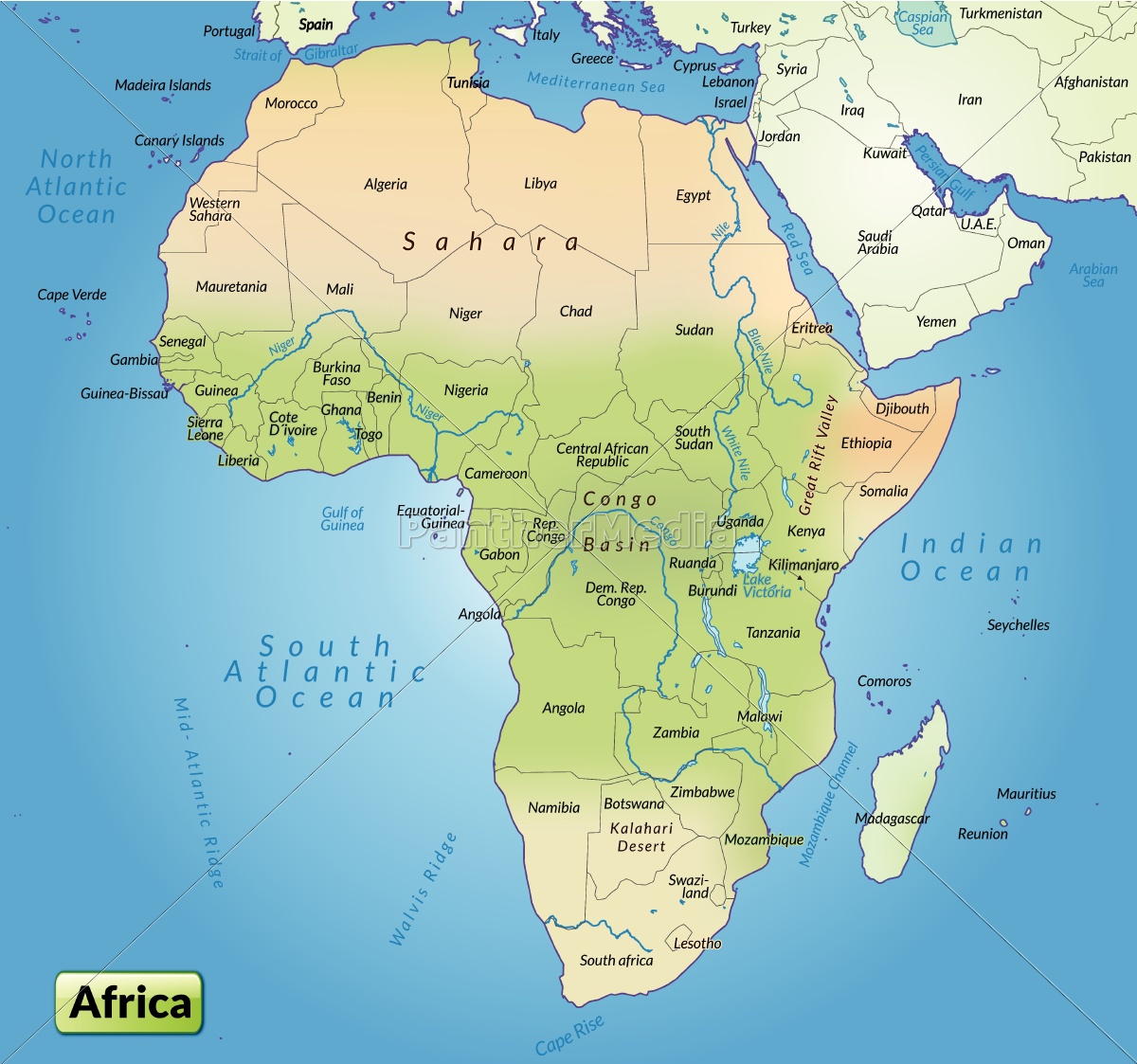 Afrika Kort kort over afrika som et oversigtskort   Royalty Free Image  Afrika Kort