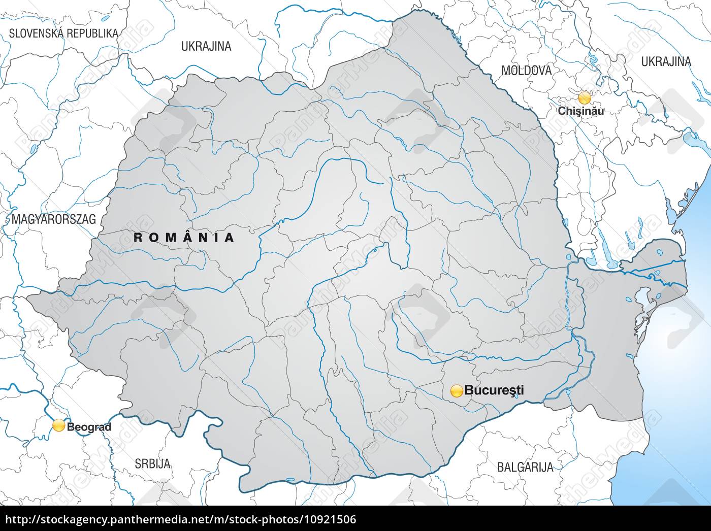 Kort Over RumæNien kort over rumænien med kanter i grå   Stockphoto   #10921506  Kort Over RumæNien