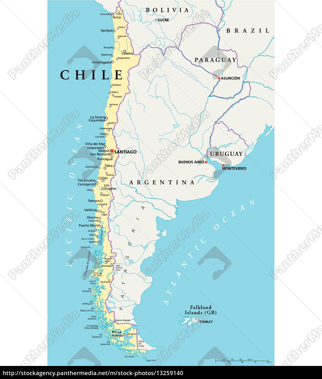 Kort Over Chile chile politisk kort   Stockphoto   #13259140   PantherMedia  Kort Over Chile