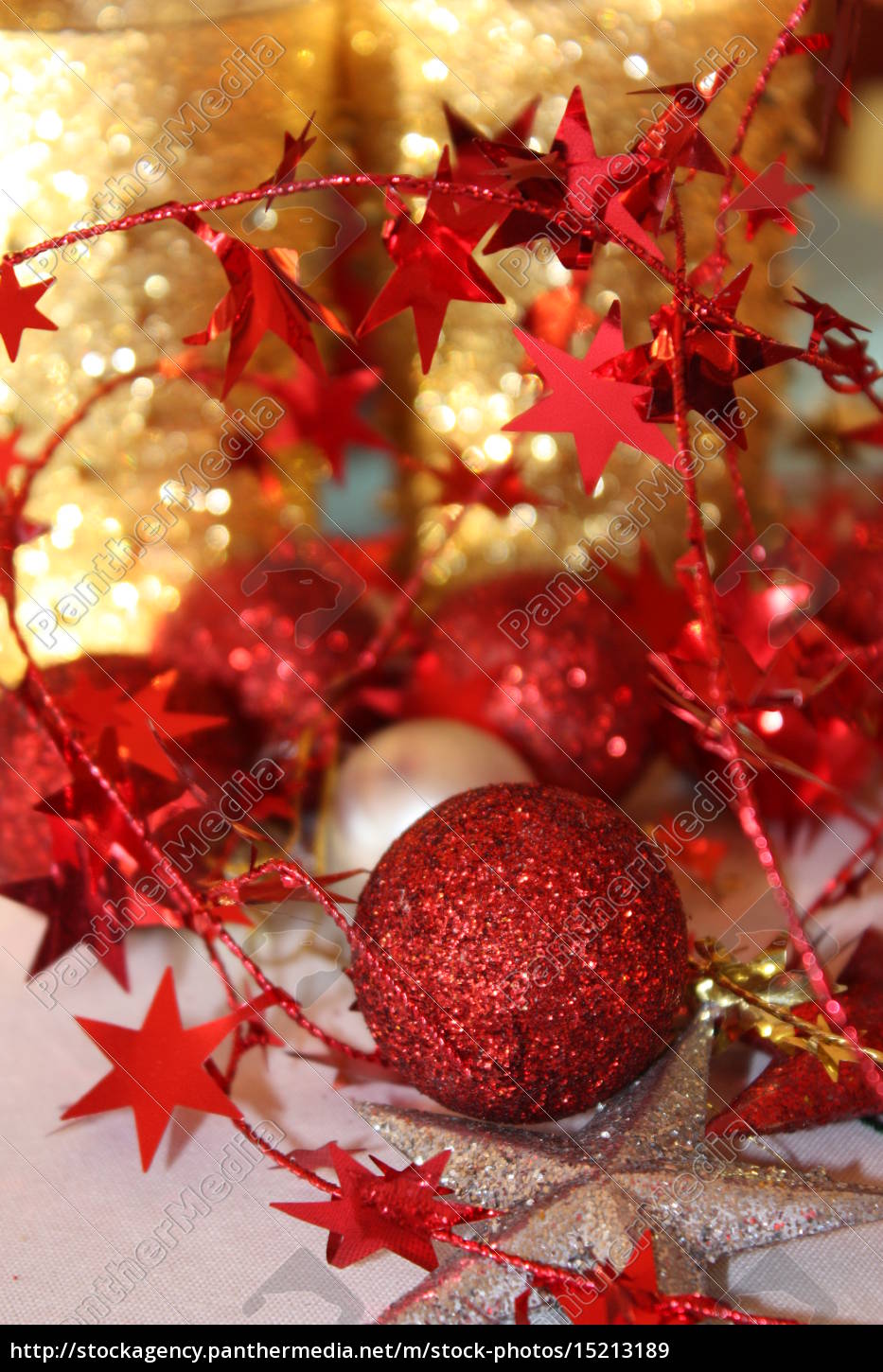 Husarbejde grundigt fragment Jul rød gylden glitter dekoration - Stockphoto #15213189 | PantherMedia  Billedbureau