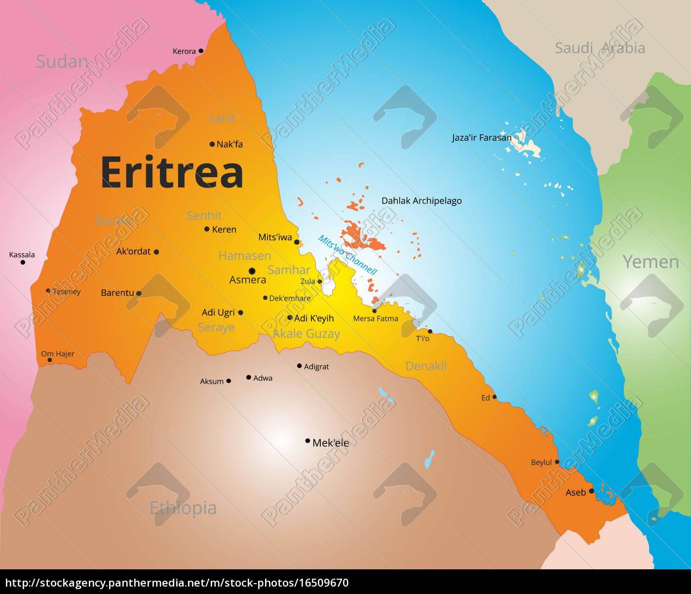 Eritrea Kort vektor farve kort af eritrea   Stockphoto   #16509670  Eritrea Kort