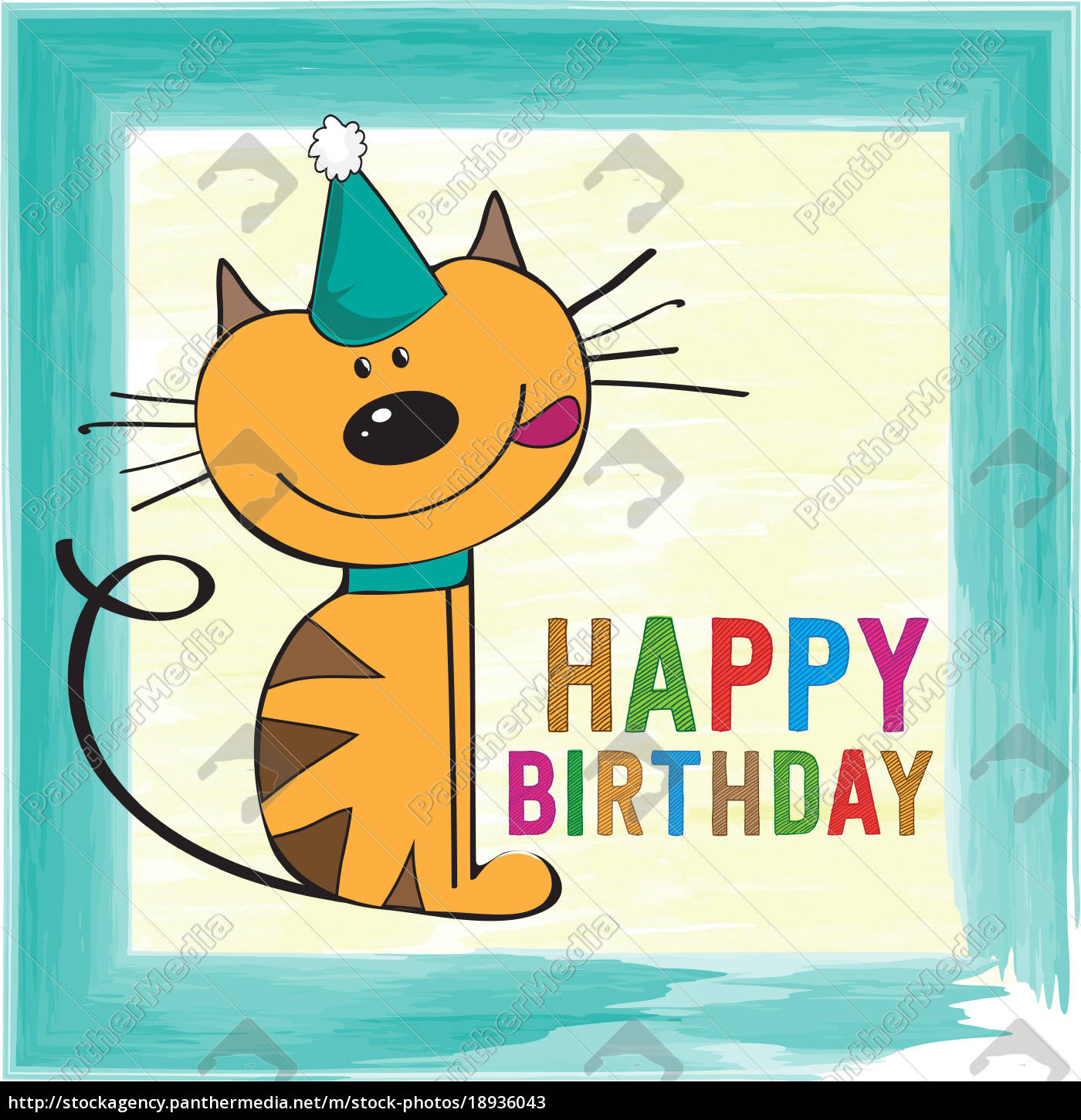 barnlig fødselsdagskort med sjove lille kat - Royalty Free Image #18936043 PantherMedia Billedbureau